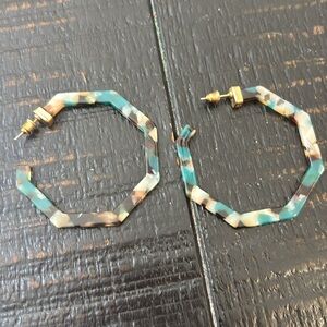 Hexagon tortoise Hoop Earrings | geometric earrings | drop earrings